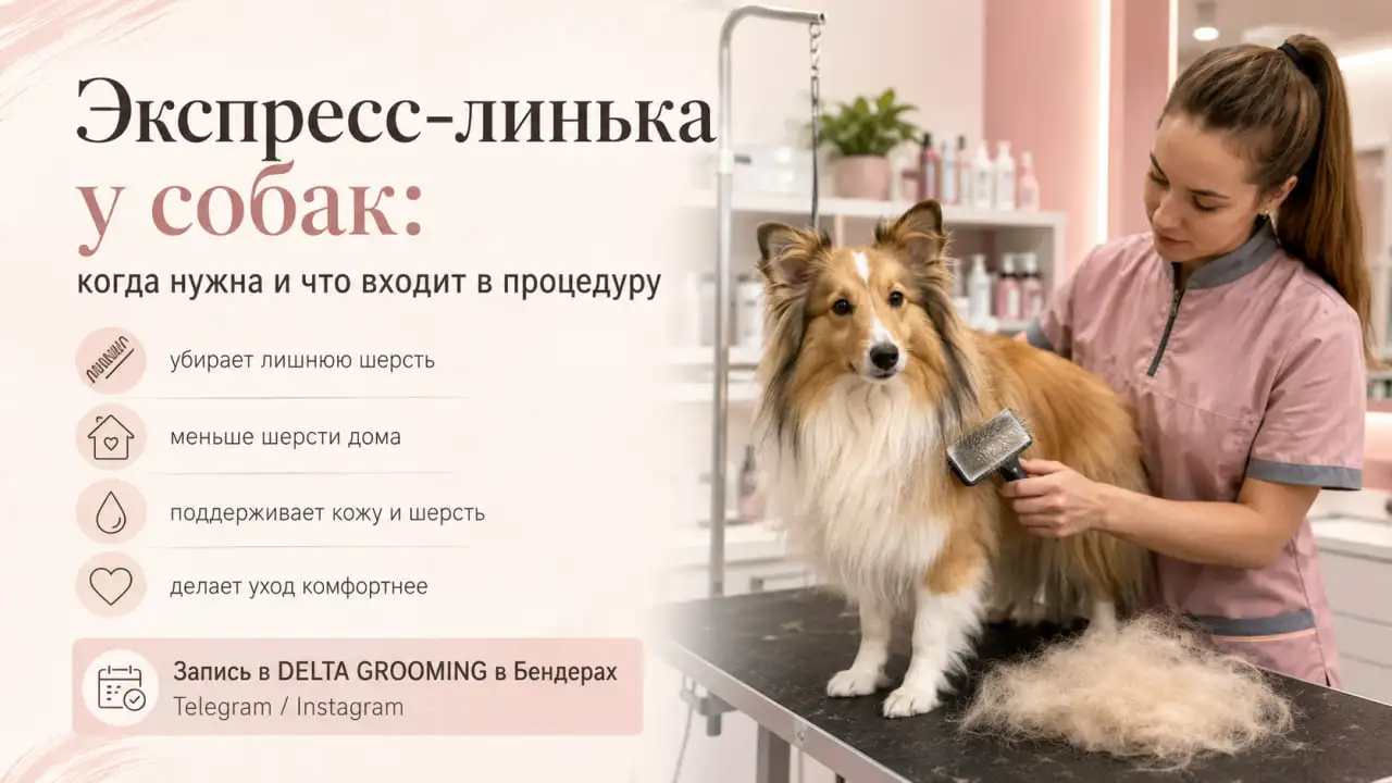 Собака после экспресс-линьки в DELTA GROOMING Бендеры