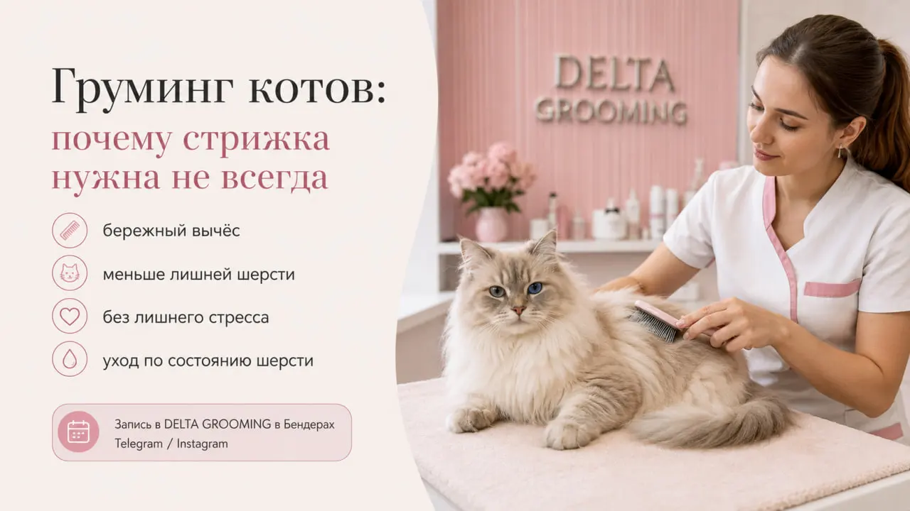Обложка статьи про груминг котов в DELTA GROOMING Бендеры