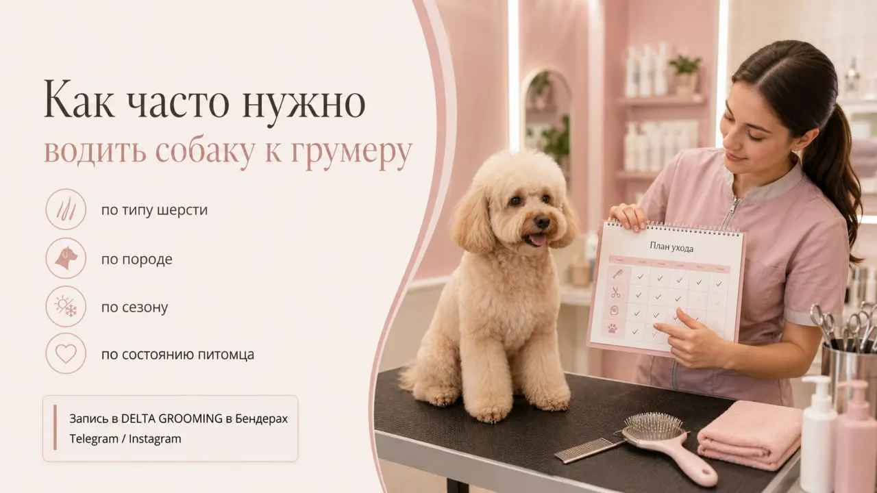 Обложка статьи о том как часто водить собаку к грумеру в DELTA GROOMING Бендеры