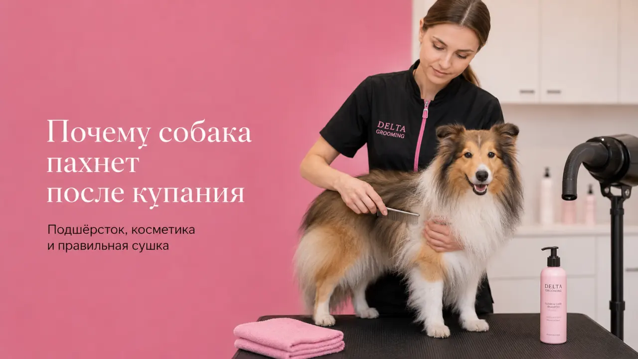 Профессиональное купание и сушка собаки в DELTA GROOMING