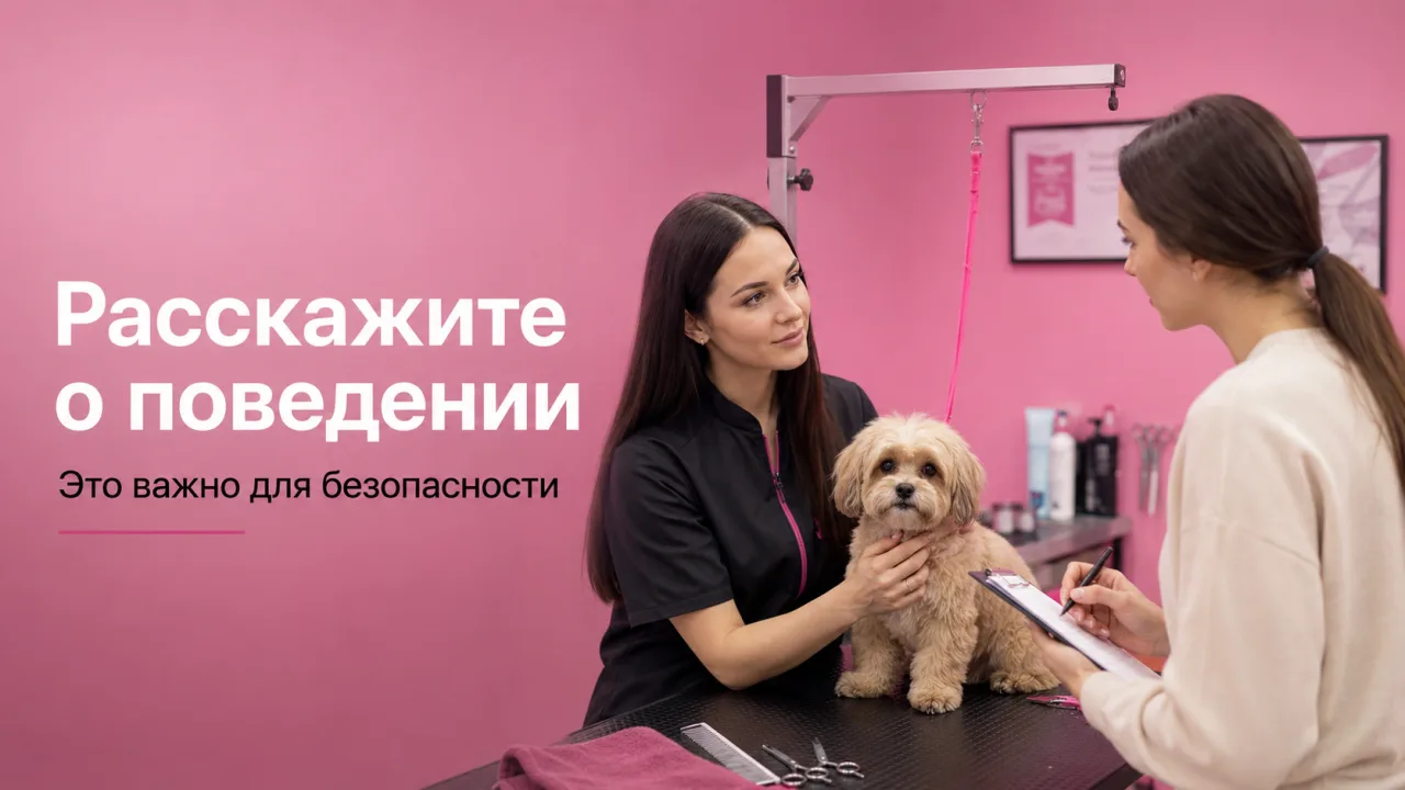 Обложка статьи почему важно предупреждать мастера о поведении питомца DELTA GROOMING Бендеры