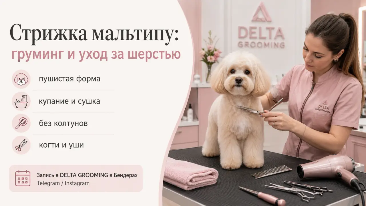 Обложка статьи стрижка мальтипу груминг и уход за шерстью DELTA GROOMING Бендеры